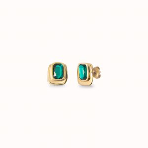UNO de50 Stud Earrings with Green Crystal