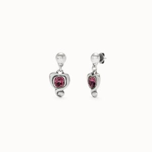 UNO de 50 Drop Earrings with a Heart and Pink Crystal