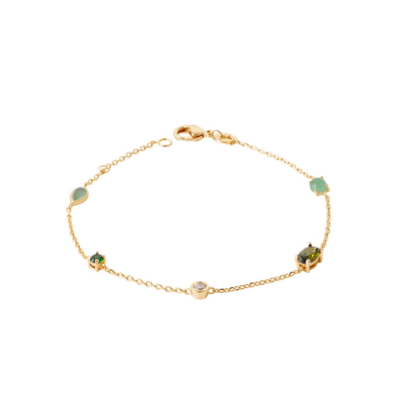 Lilly May | 18ct Yellow Plated Multi Shape/Colour 16/18cm Bracelet