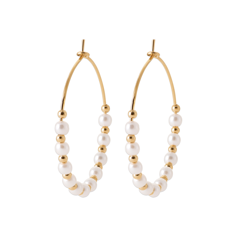Lilly May | 18ct Yellow Plated Syn Gemstone Beaded Large Hoop Earrings