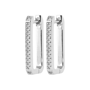 Lilly May | Sterling Silver CZ Claw Set Rectangle Hoop Earrings