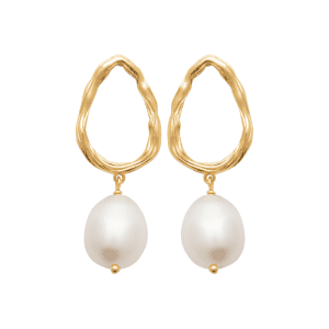 LM| 18ct Yellow Plated Pearl Drop Stud Earrings