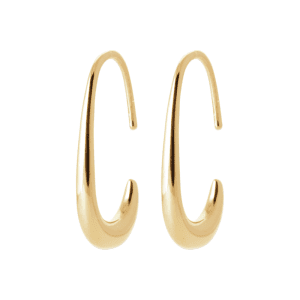LM | 18ct Yellow Plated Long Hoop Earrings