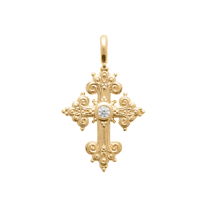 LM | 18ct Yellow Plated CZ Cross Pendant