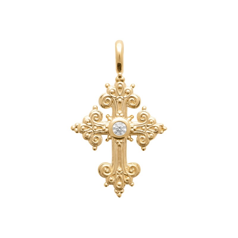 LM | 18ct Yellow Plated CZ Cross Pendant