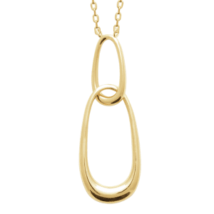 LM | 18ct Yellow Plated Double Oval Drop Necklace
