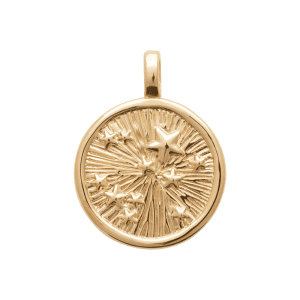 LM | 18ct Yellow Plated Star Textured Disc Pendant