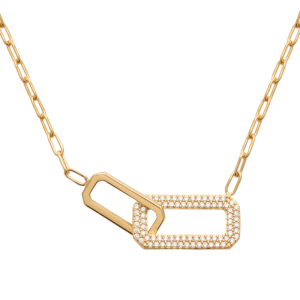 LM | 18ct Yellow Plated CZ Rectangle Necklace