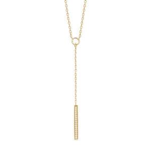 LM | 18ct Yellow Plated CZ Claw Set Drop Necklace