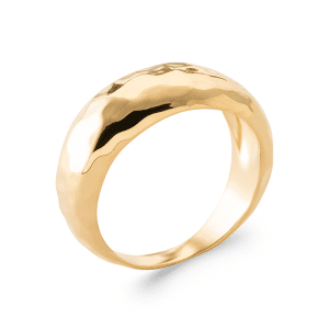 LM | 18ct Yellow Plated Hammered Dome Ring