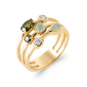 LM | 18ct Yellow Plated Multi Synthetic Stone Ring