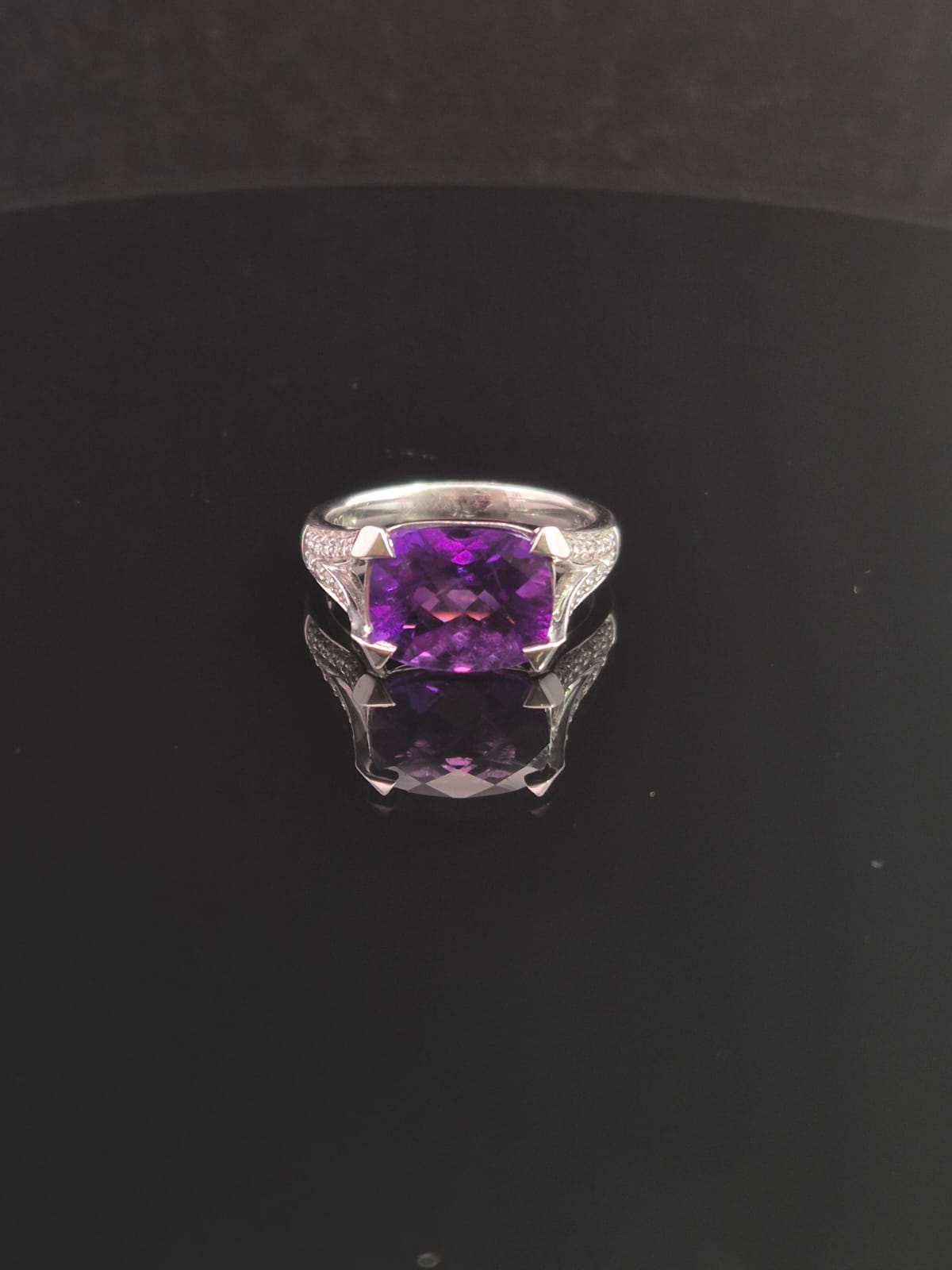 9 Carat White Gold Amethyst and Diamond Ring