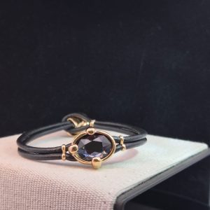 UNO de 50 Leather Bracelet with Black Stone