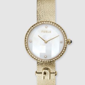 Furla Small Logo Gold Tone