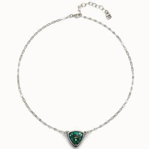UNO de 50 Pendant Chain Link Necklace with Green Crystal