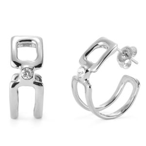 UNO de 50 Topaz Double Silver Hoops