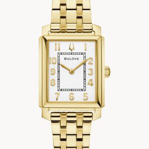 Bulova Sutton Gold Plated Rectangle Watch