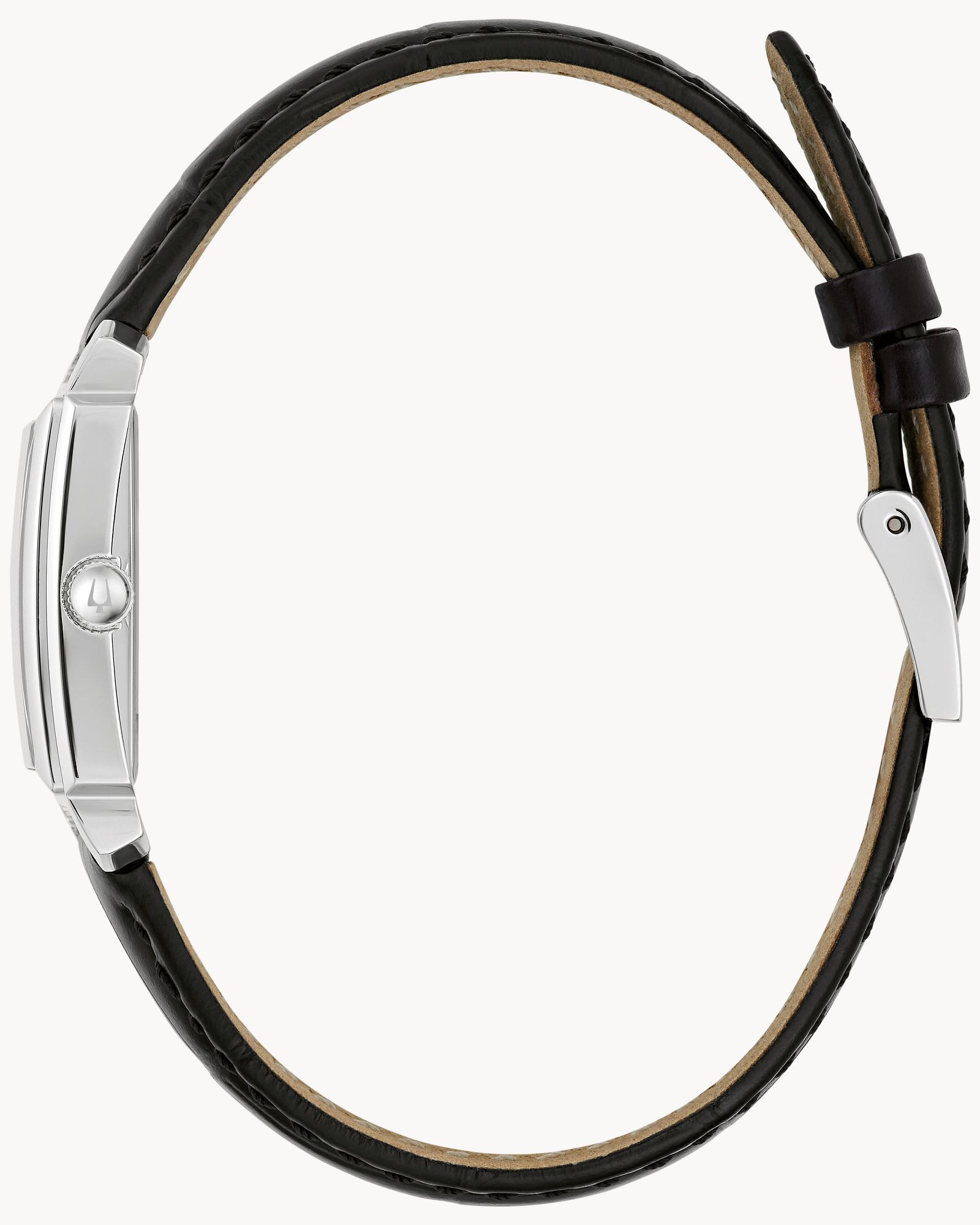 Bulova Sutton Rectangle Black Leather Strap Watch - Image 2