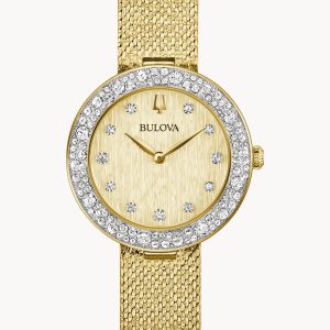 Bulova Gold Plated Crystal Watch