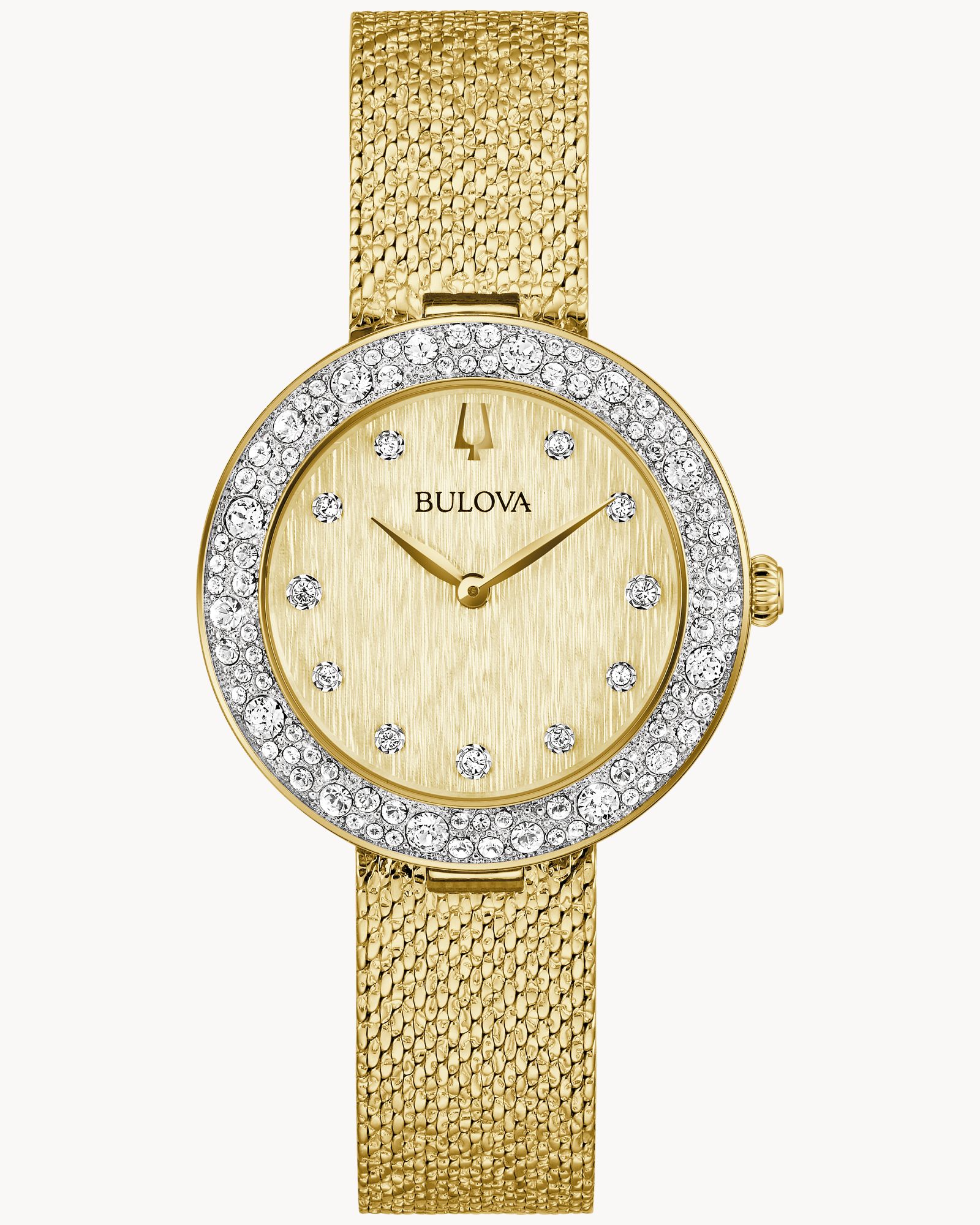 Bulova Gold Plated Crystal Watch