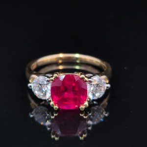 18ct Yellow Gold Ruby and Lab Grown Diamond Ring