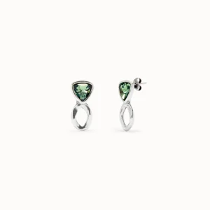 UNO de 50 Triangle and Loop Earring with Green Stone