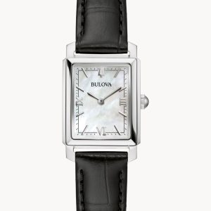 Bulova Sutton Rectangle Black Leather Strap Watch