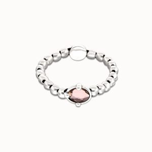 UNO de 50 Stretch Bracelet with Pink Stone (Silver Plated)