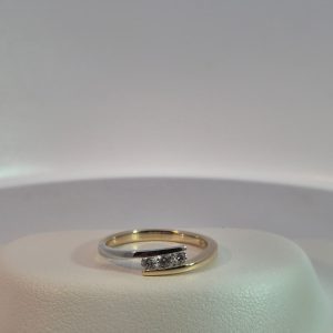9ct Bi-tone Yellow and White Gold 3 Diamond Ring