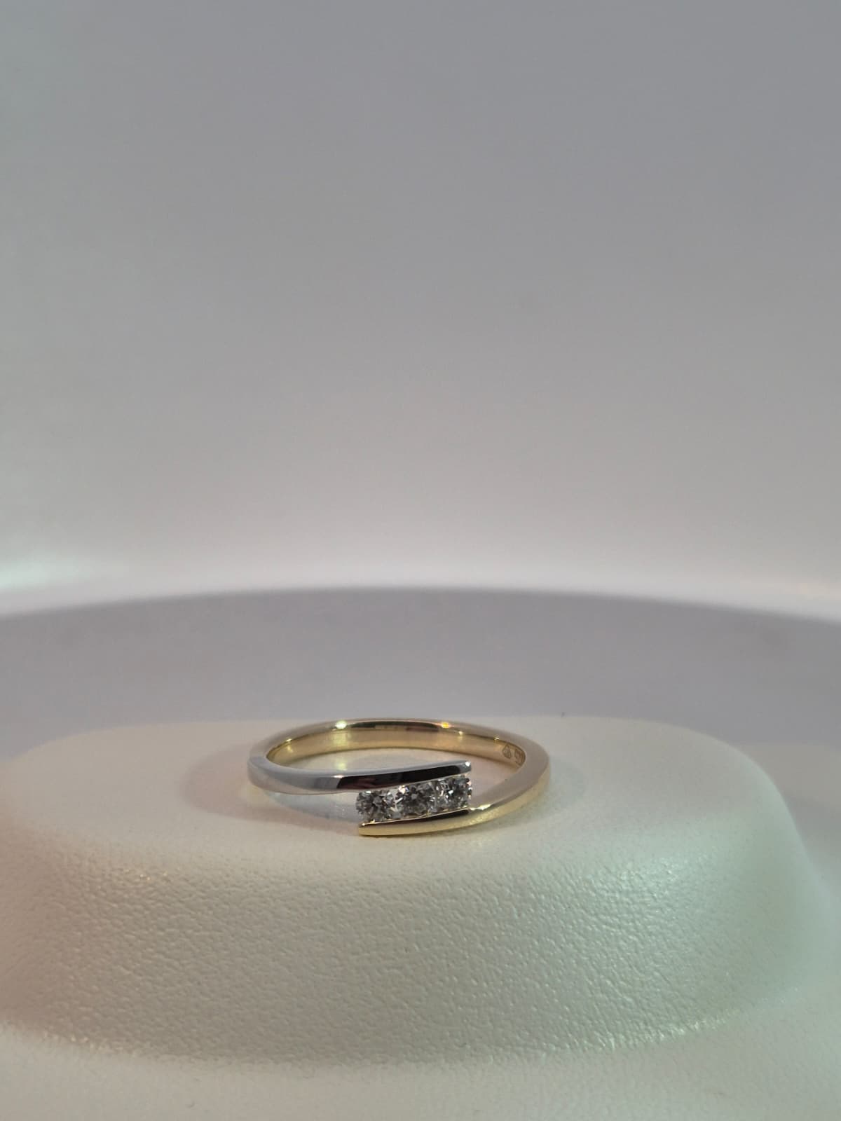 9ct Bi-tone Yellow and White Gold 3 Diamond Ring