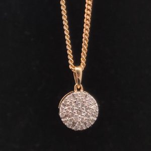 9ct Yellow Gold Diamond Cluster Pendant
