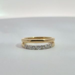 18ct Double Band Yellow Gold and Diamond Ring