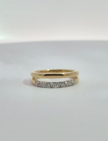 18ct Double Band Yellow Gold and Diamond Ring