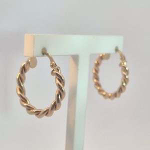 9ct Yellow Gold 15mm Twist Hoops