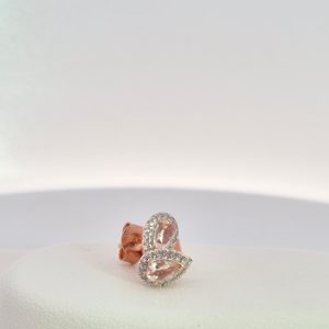 9ct Rose Gold Morganite and Diamond Earrings