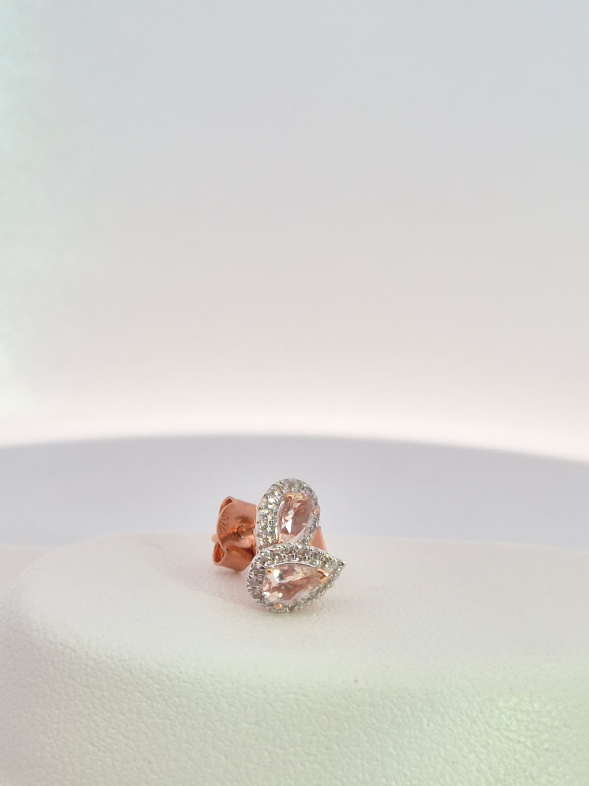 9ct Rose Gold Morganite and Diamond Earrings