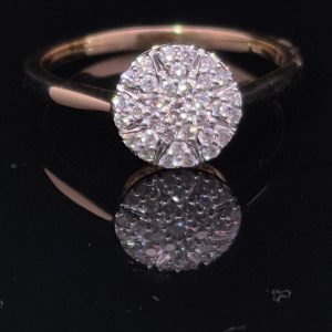 9ct Yellow Gold Diamond Cluster Ring