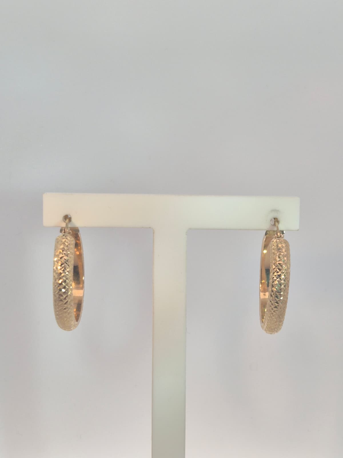 9ct Yellow Gold Textured Hoops