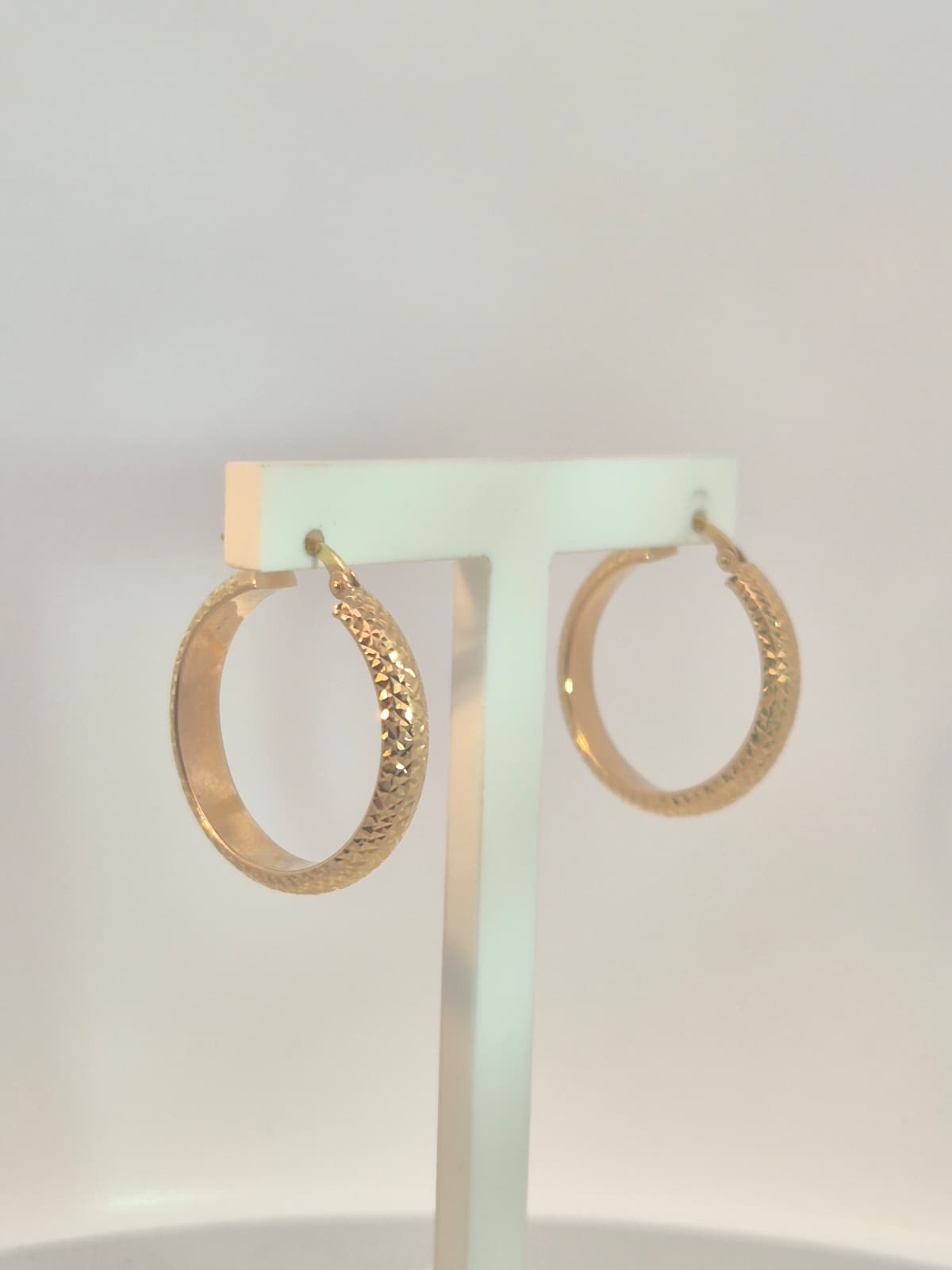 9ct Yellow Gold Textured Hoops - Image 2