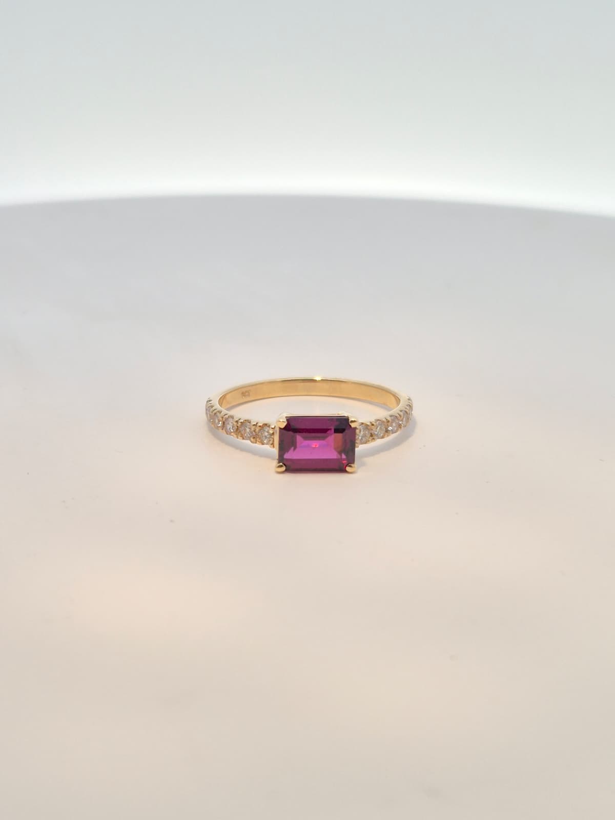 9ct Yellow Gold Garnet and 0.24ct Diamond Ring