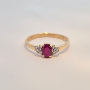 9ct Yellow Gold Ruby and Diamond Ring
