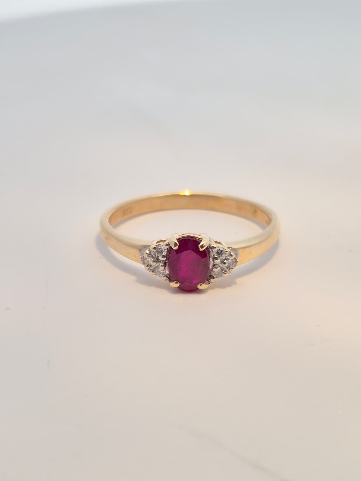 9ct Yellow Gold Ruby and Diamond Ring