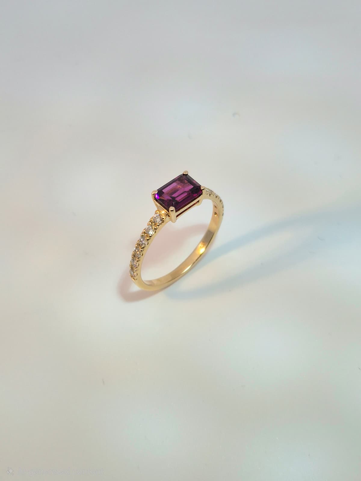 9ct Yellow Gold Garnet and 0.24ct Diamond Ring