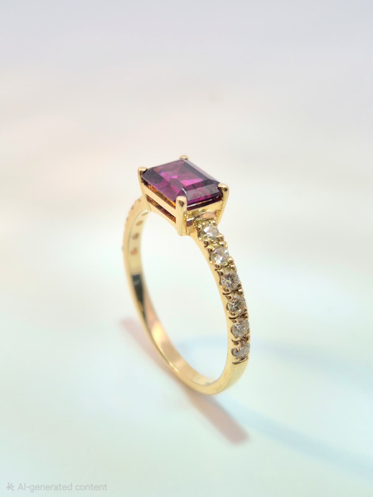 9ct Yellow Gold Garnet and 0.24ct Diamond Ring - Image 2