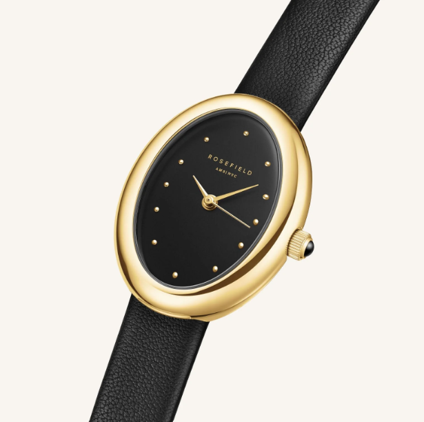 Rosefield Oval Black Leather Watch - Image 3