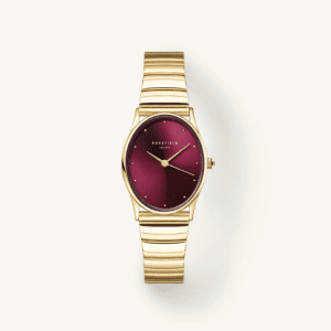 Rosefield Oval Burgundy Gold Plated Watch