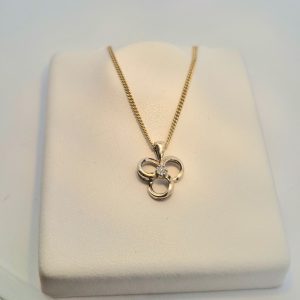 9ct YG Tri-loop Pendant and Plated Chain