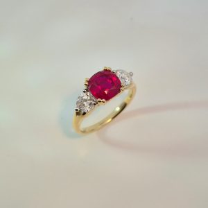 18ct Yellow Gold Ruby and Lab Grown Diamond Ring