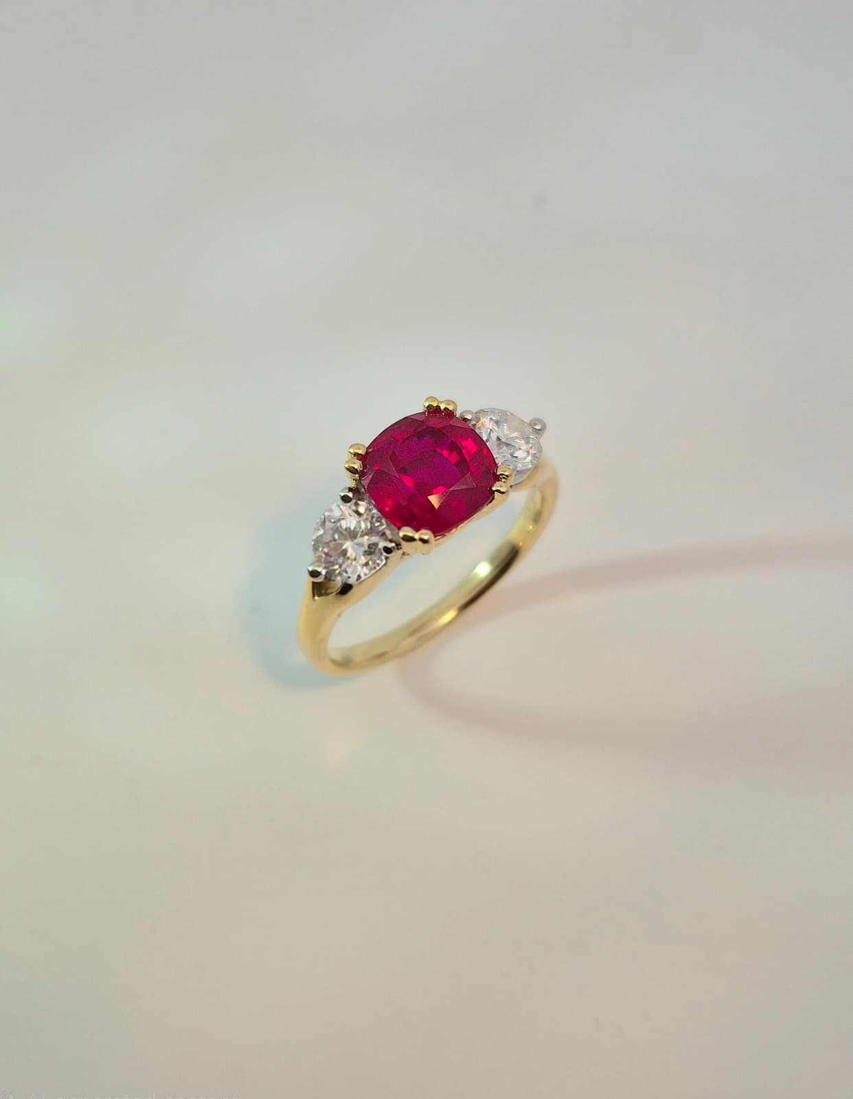18ct Yellow Gold Ruby and Lab Grown Diamond Ring
