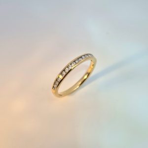 18ct Yellow Gold Channel set 12 Diamond Band